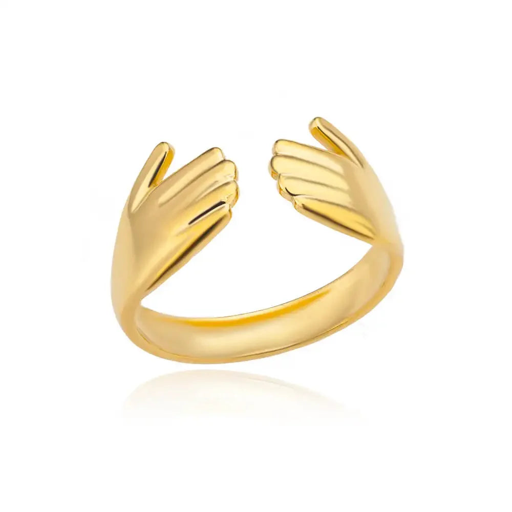White Zircon Flower Leaf Shape Stainless Steel Ring - Palm and Thread