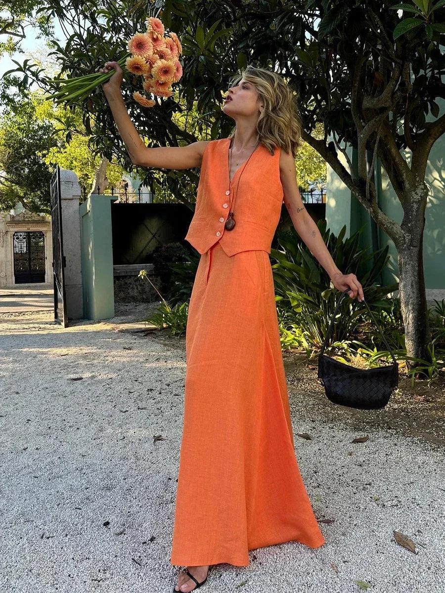 Chic Vest Long Skirt 2-Piece Set - Palm and Thread