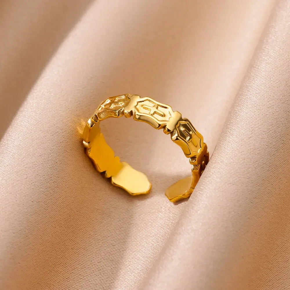 Gold Color Hollow out Open Finger Ring - Palm and Thread