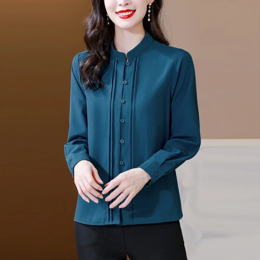 High Quality Elegant Solid Silk Shirt - Palm and Thread