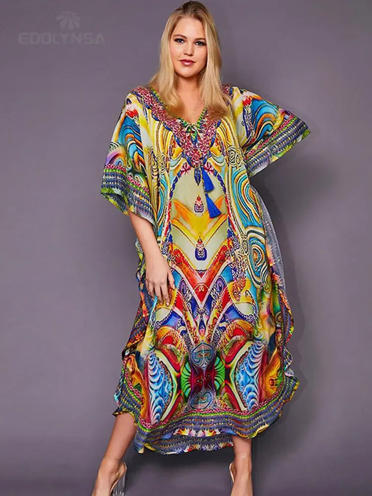 Bohemian Printed Loose Beach Dress - Palm and Thread