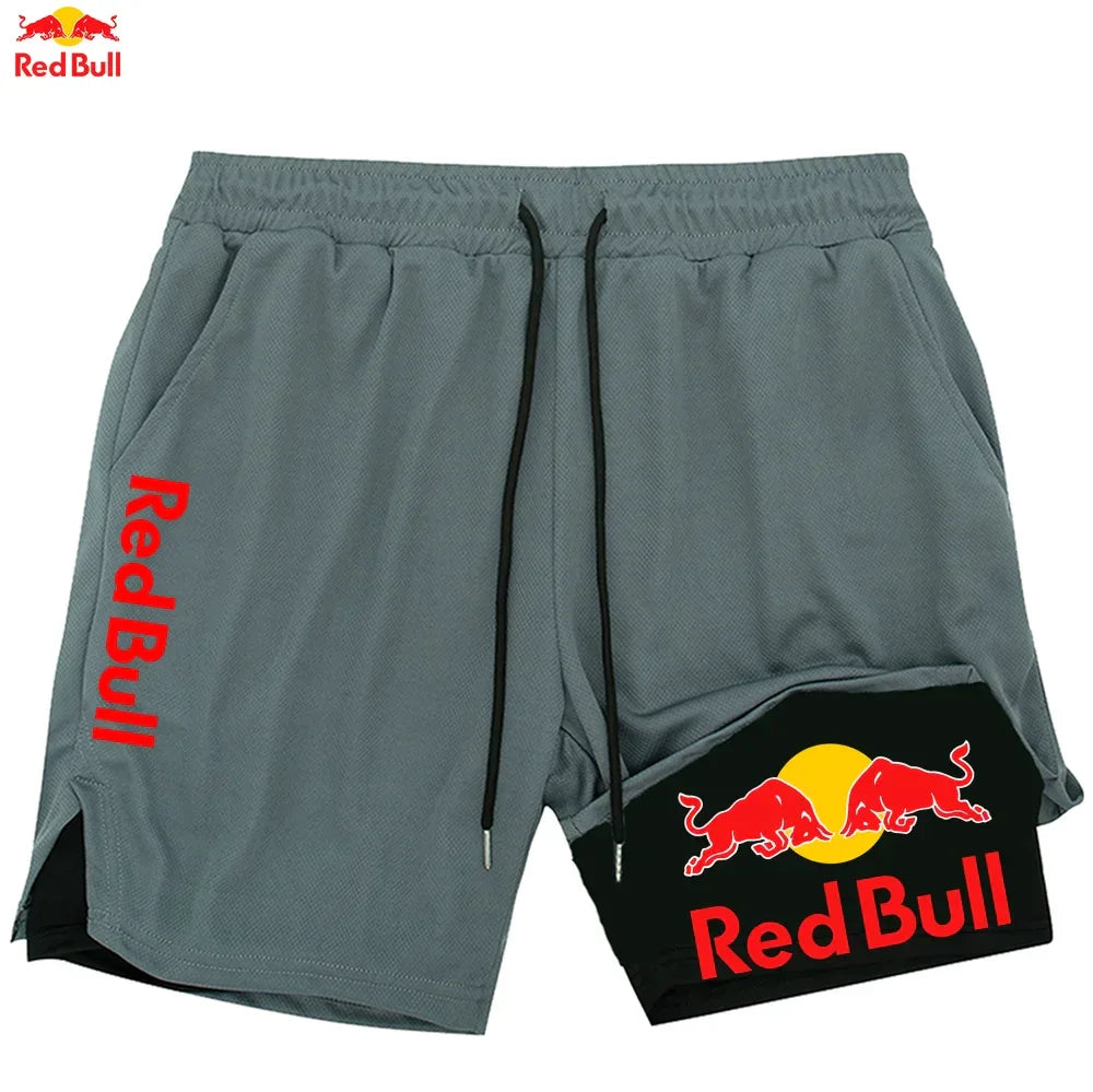 Red Bull Newest 2 in 1 Running Training Gym Short - Palm and Thread
