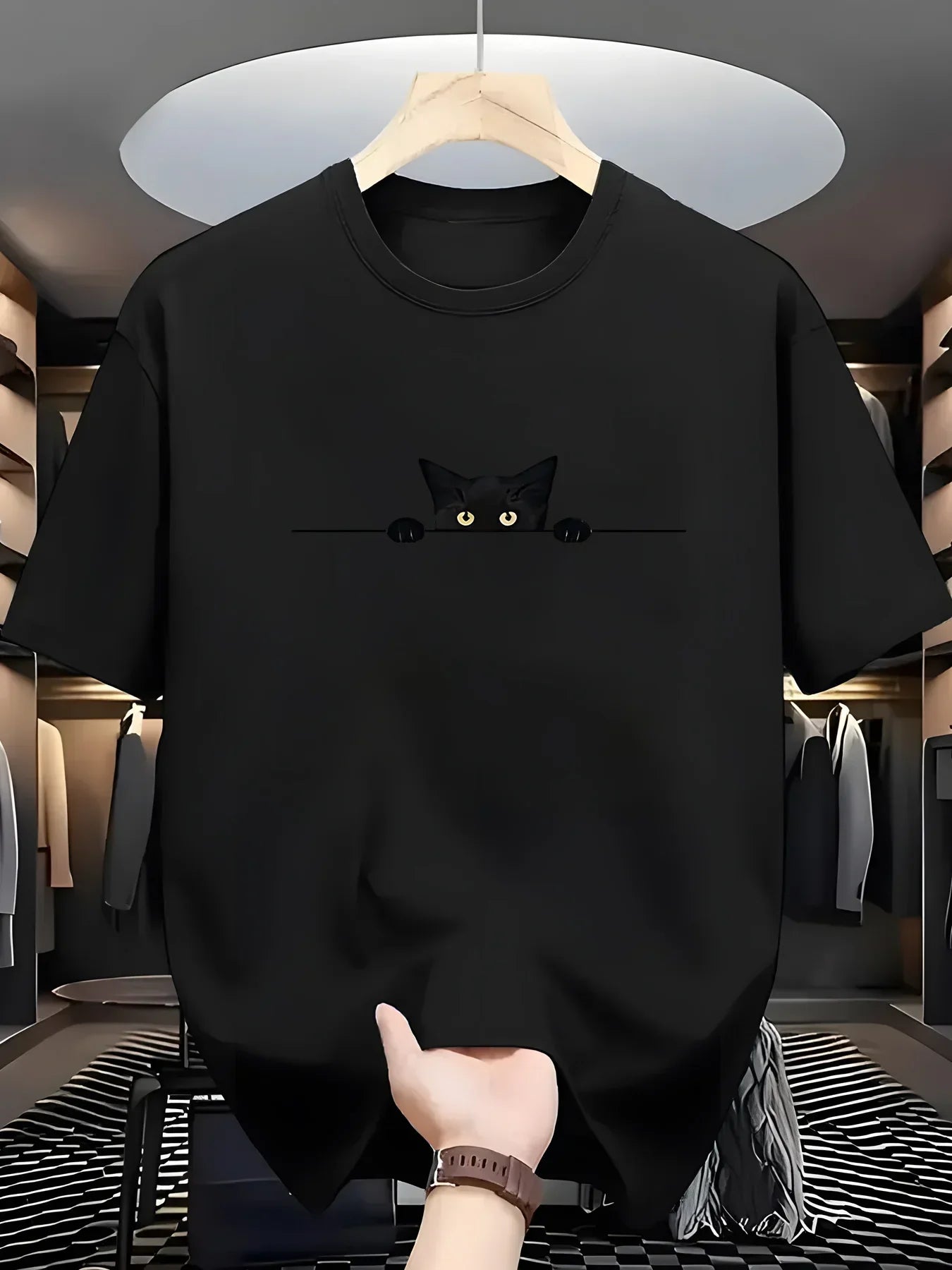 Fashionable Casual Loose Large Cute Cat Pattern Printed T-shirt Top - Palm and Thread