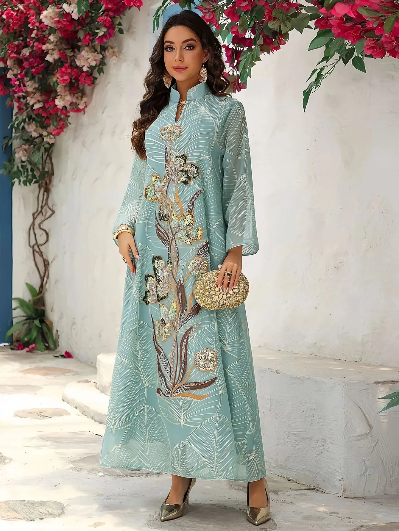 Luxury Off White Intricate Colorful Embroidery Abaya - Palm and Thread