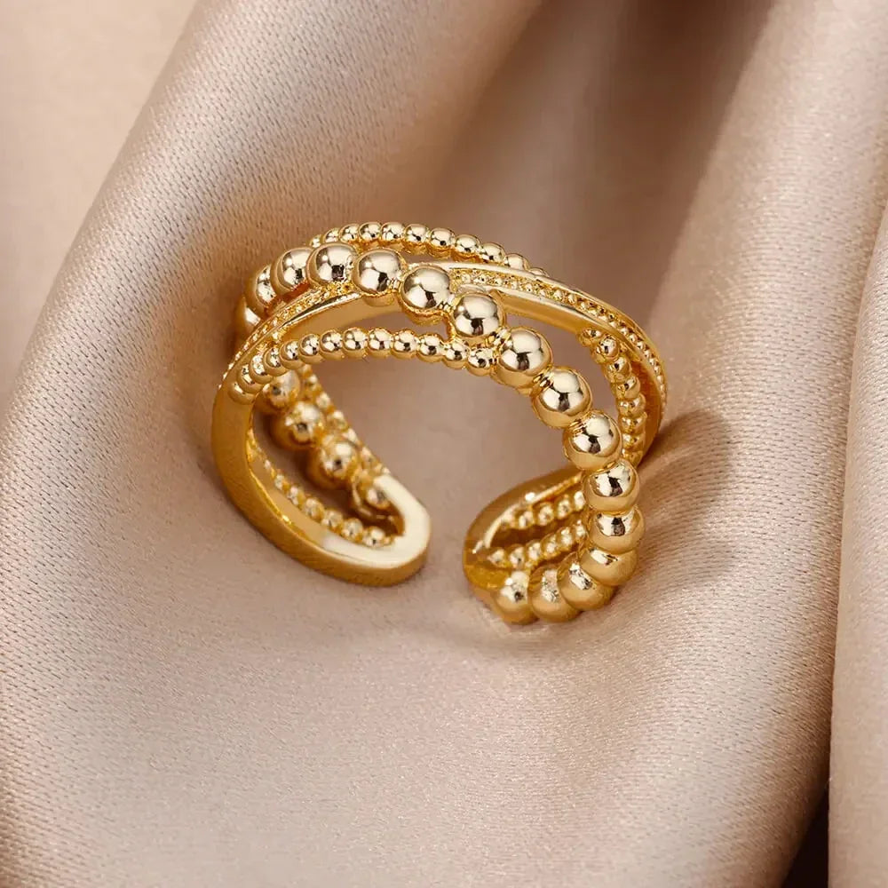 Gold Color Hollow out Open Finger Ring - Palm and Thread