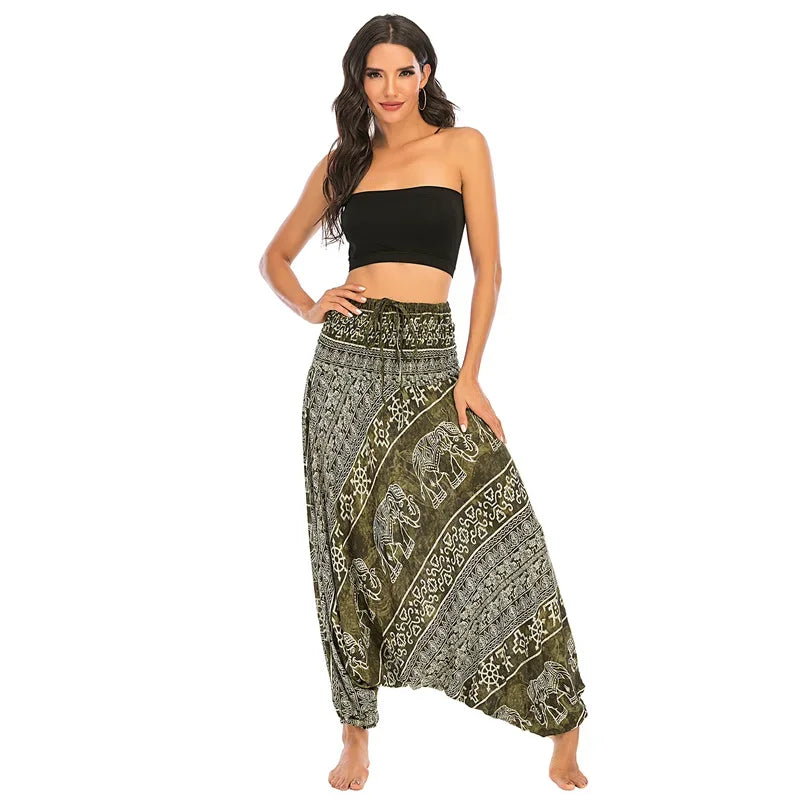 Bohemian High Waist Rayon Harem Baggy Pant - Palm and Thread