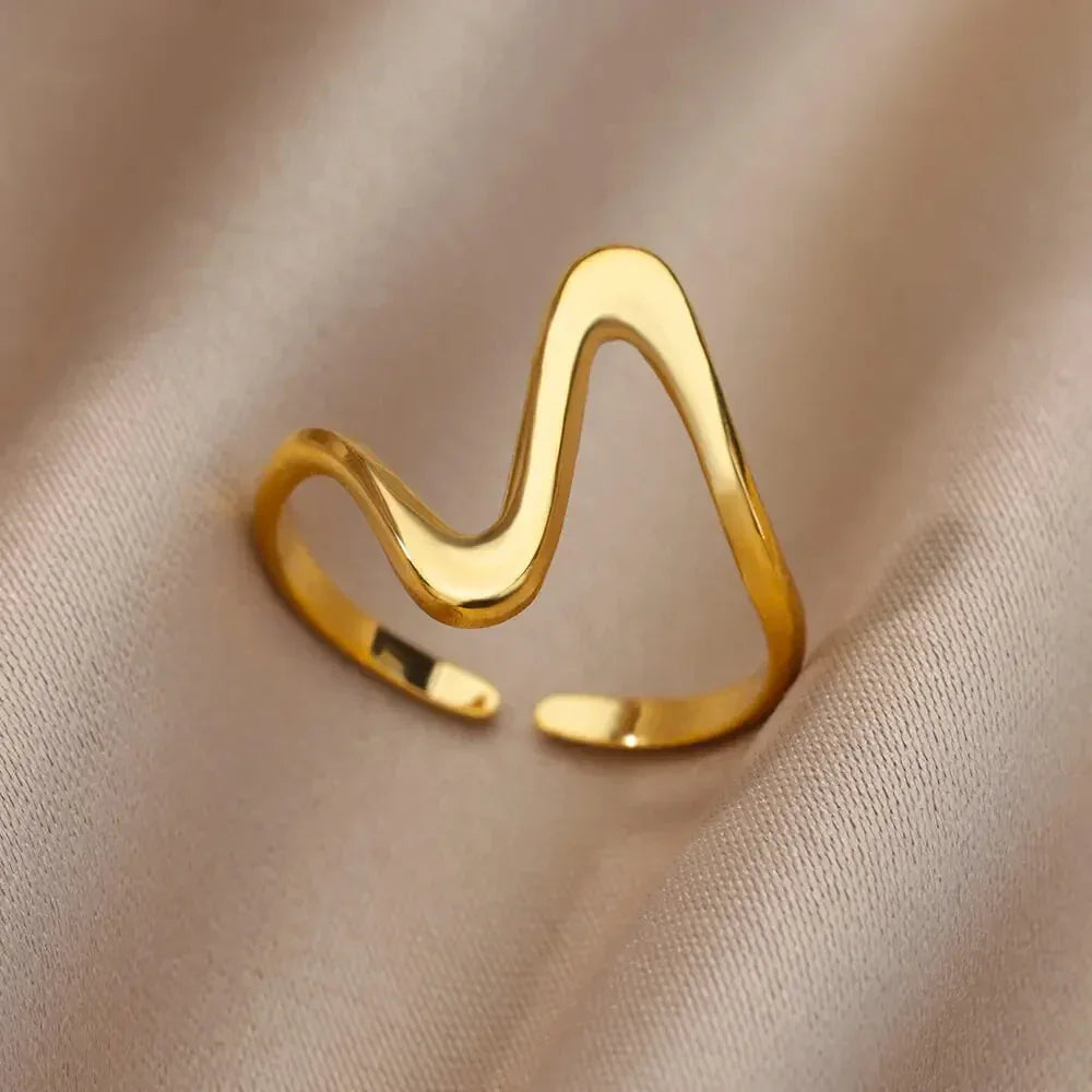 Gold Color Hollow out Open Finger Ring - Palm and Thread