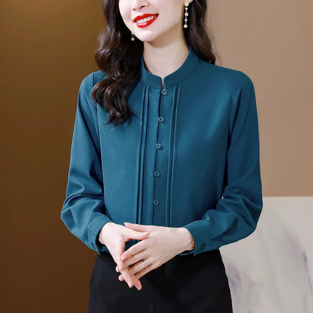 High Quality Elegant Solid Silk Shirt - Palm and Thread