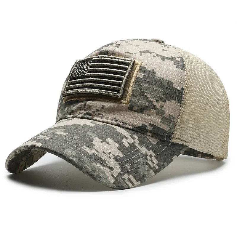 Backed Baseball Cap with American Flag Patch - Palm and Thread