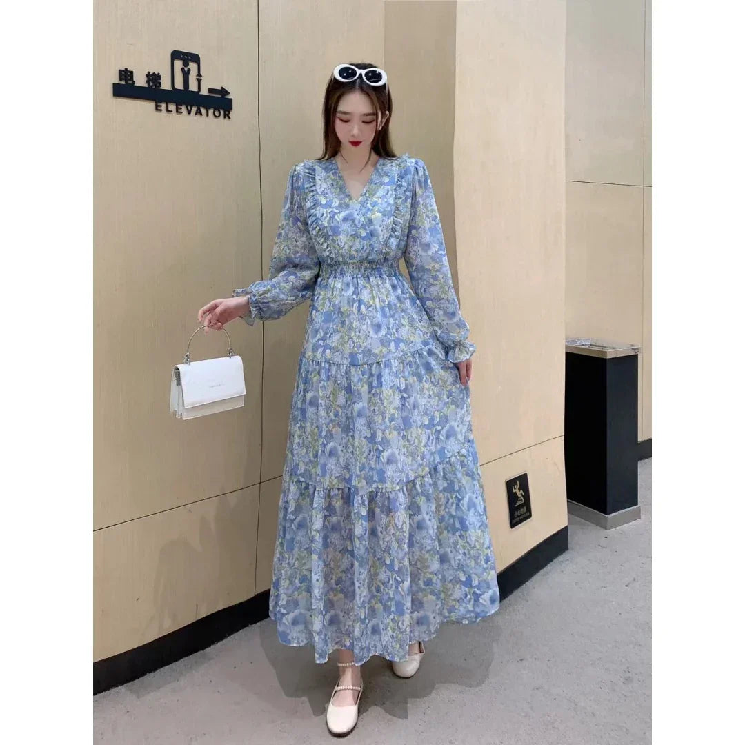 V-neck Long Sleeve Vestidos Dress - Palm and Thread
