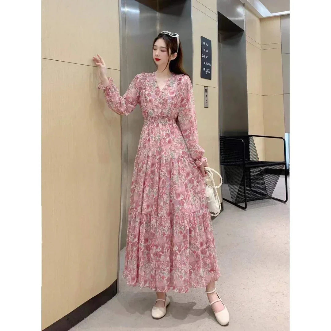 V-neck Long Sleeve Vestidos Dress - Palm and Thread