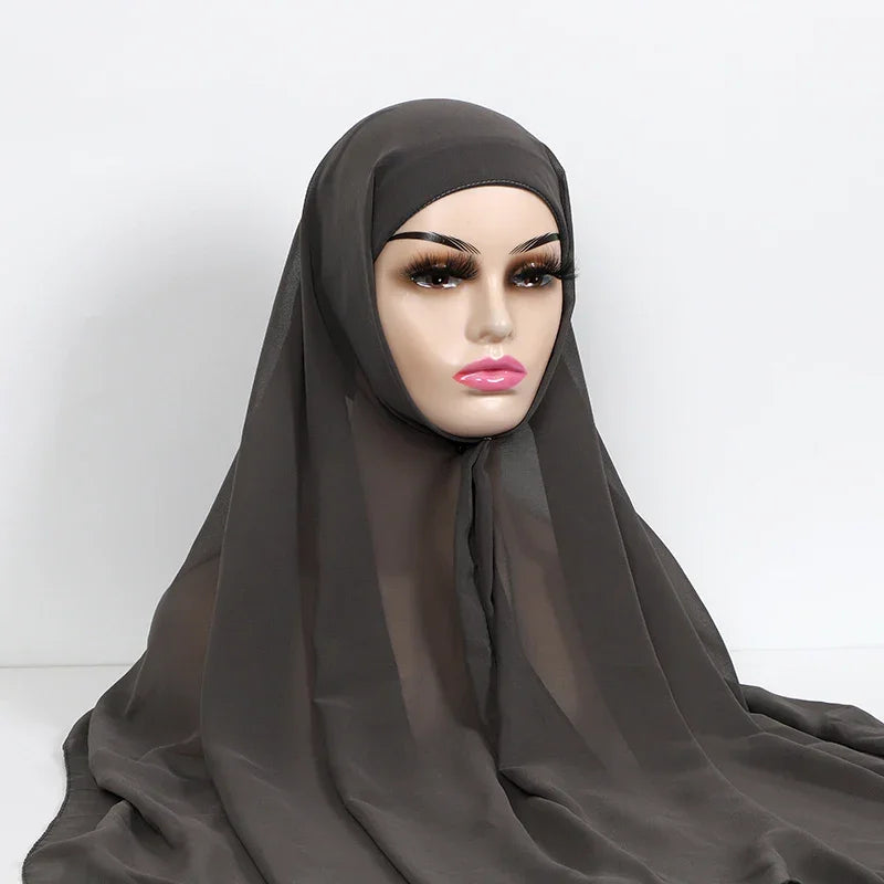 Chiffon Hijab With Underscarf Cap Bonnet Instant - Palm and Thread