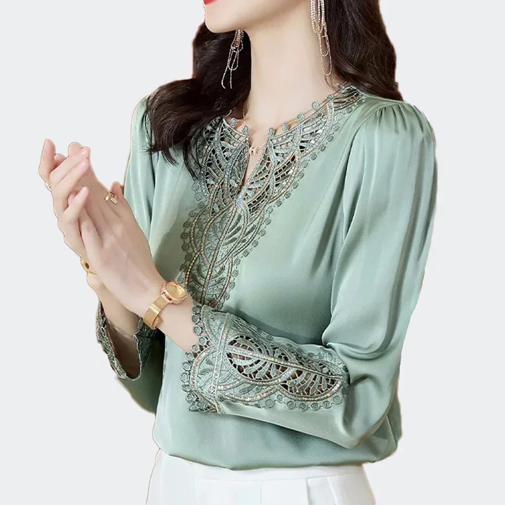 Green Long Sleeve Embroidery Shirt - Palm and Thread