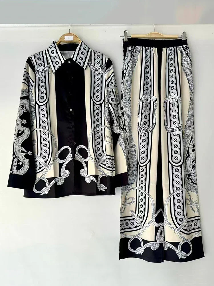 Retro geometric shirt + elastic pant suit - Palm and Thread