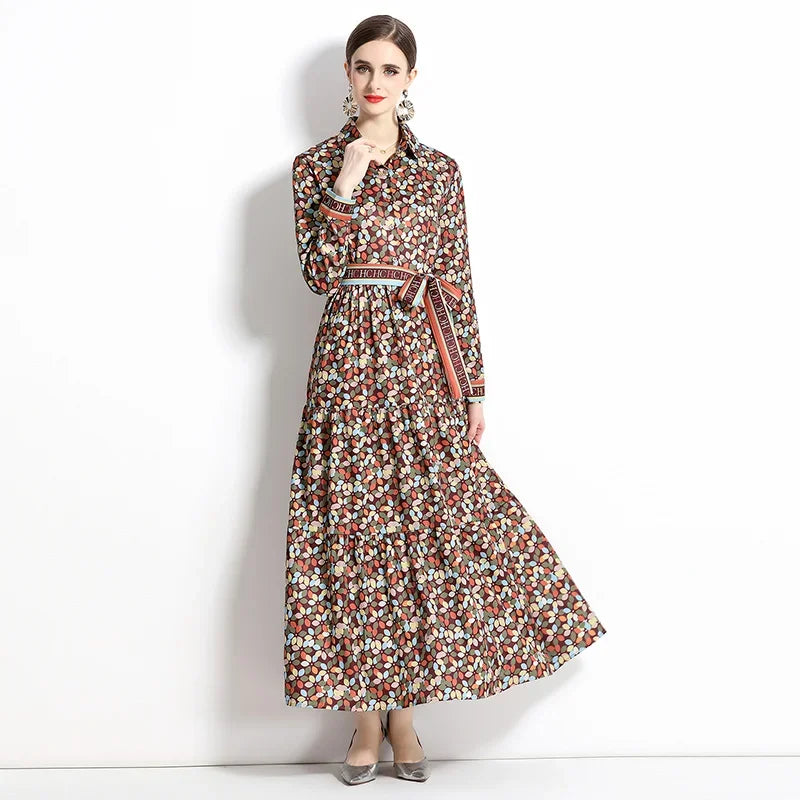Versatile Printed A-line Long Dress - Palm and Thread