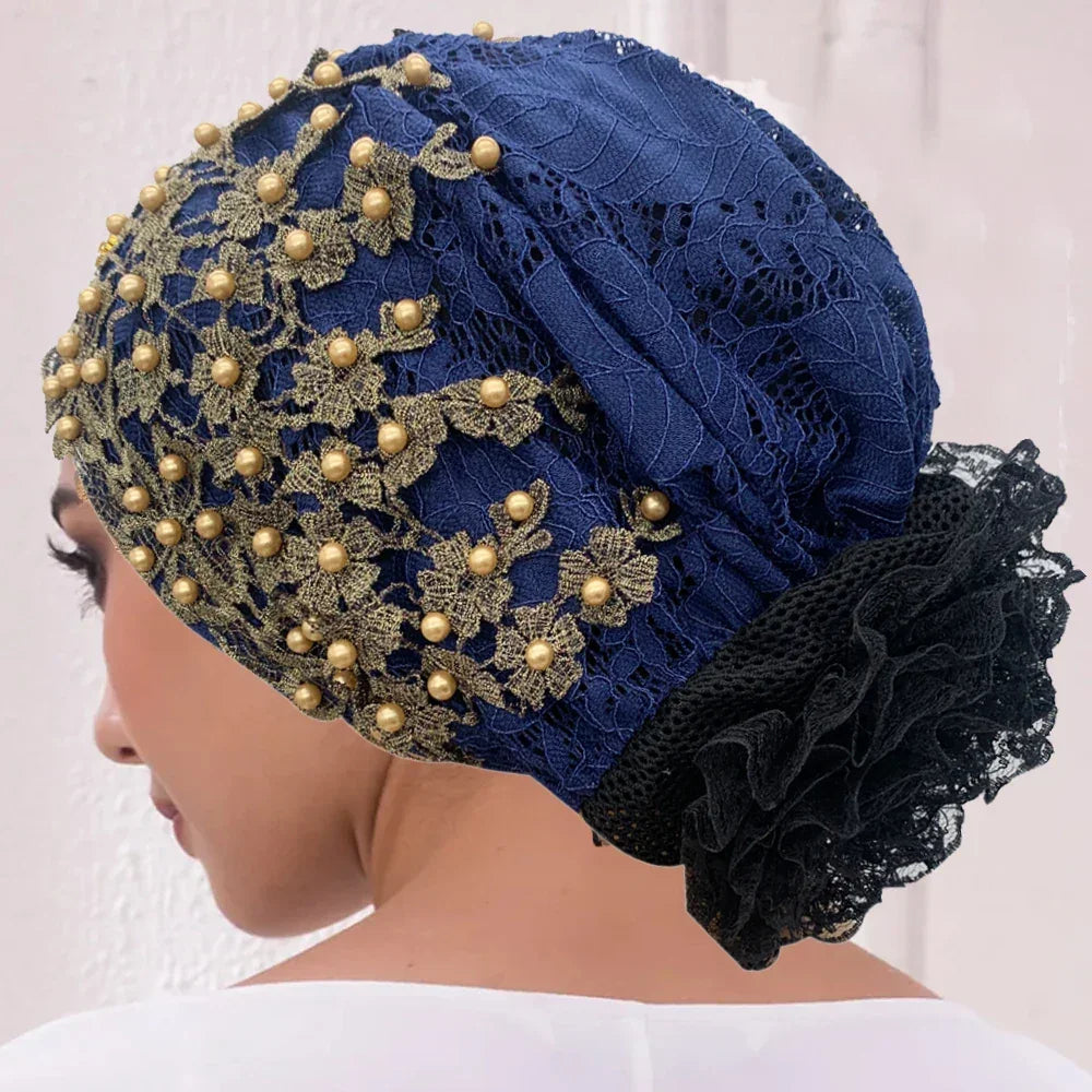 Embroidery Beading Turban Cap - Palm and Thread