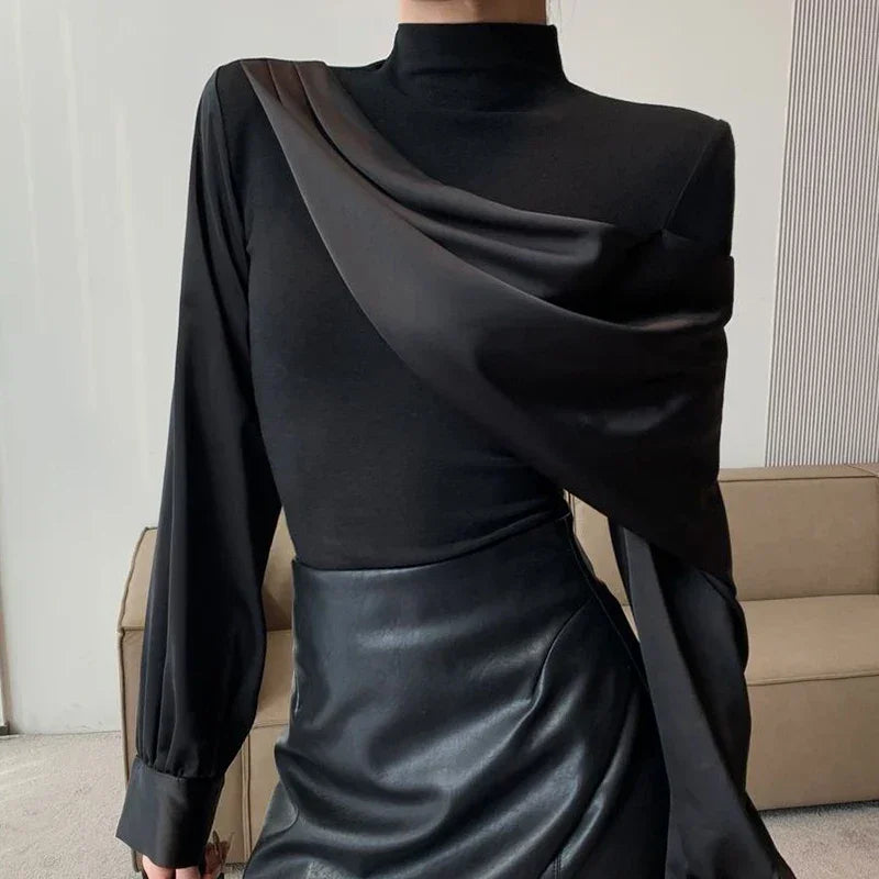 Black stitching design long-sleeved shirt - Palm and Thread