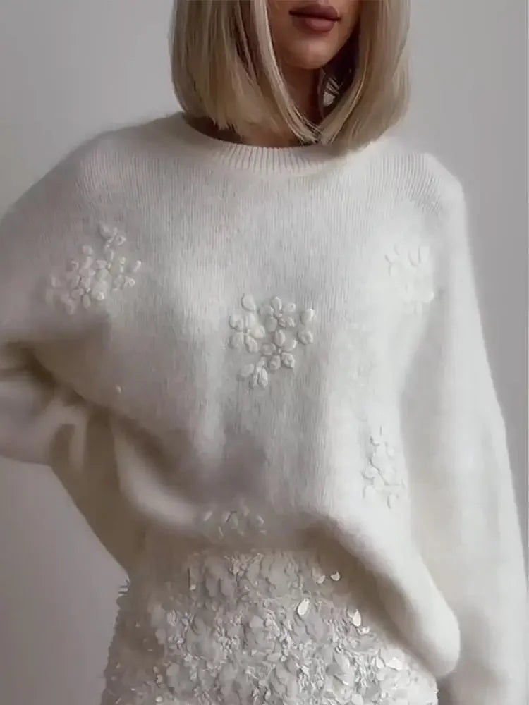 Luxury Embroidery Print Knitted Pullover - Palm and Thread