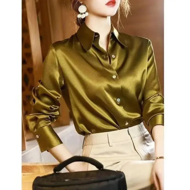 New Satin Shirt Blouse - Palm and Thread