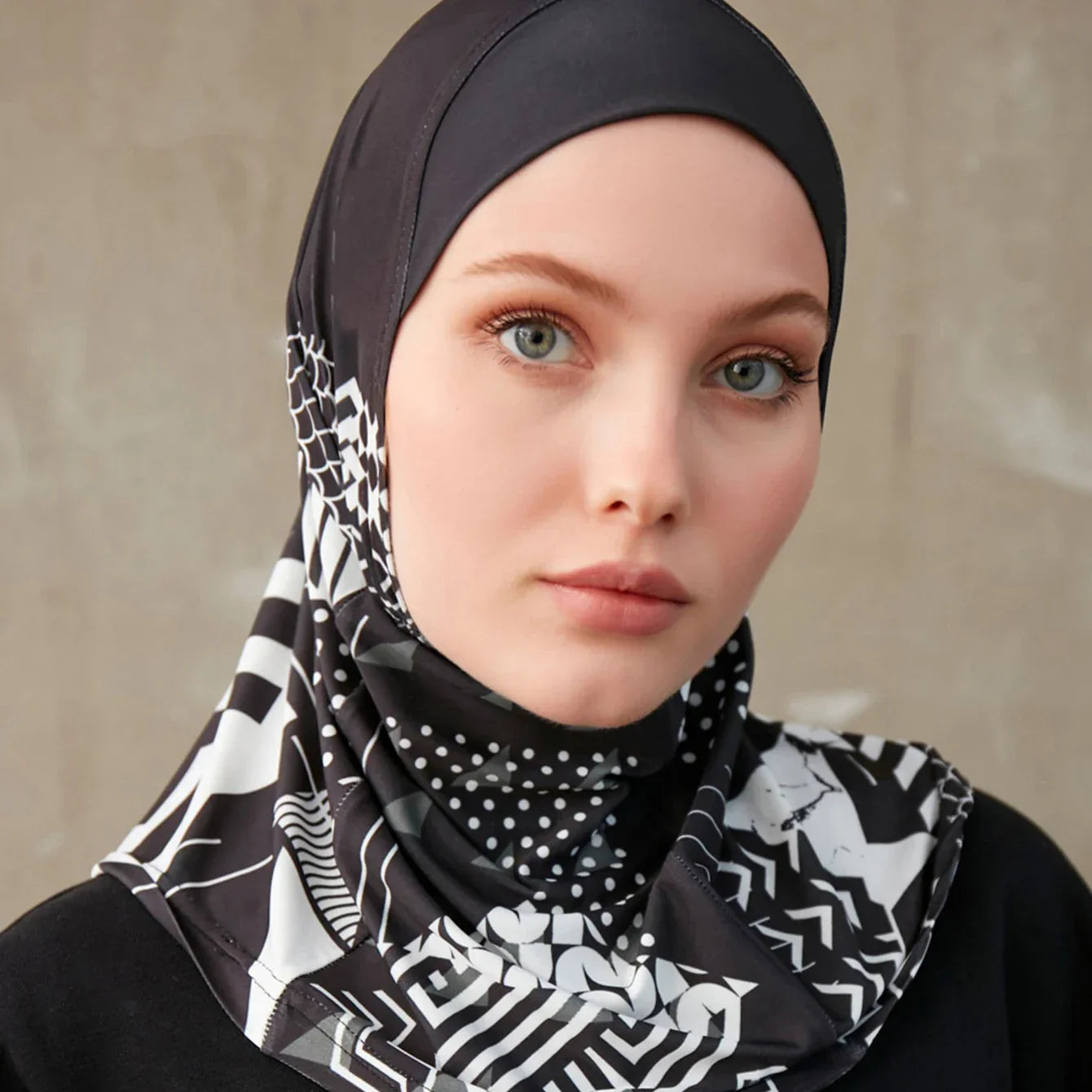 Sporty Inner Hijab Geometric Printing Pattern - Palm and Thread