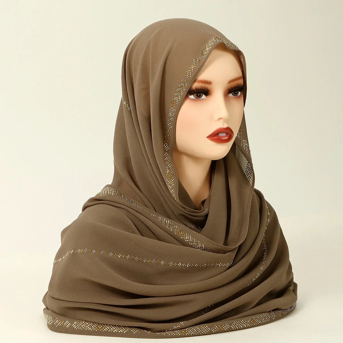 Fashion Rhinestone Chiffon Hijab Scarf - Palm and Thread
