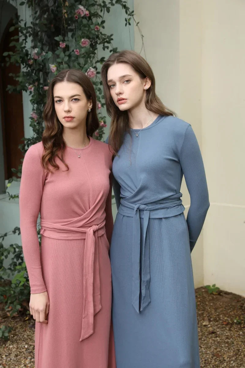 Ribbing closed-fit wrap tops + Aline dress - Palm and Thread