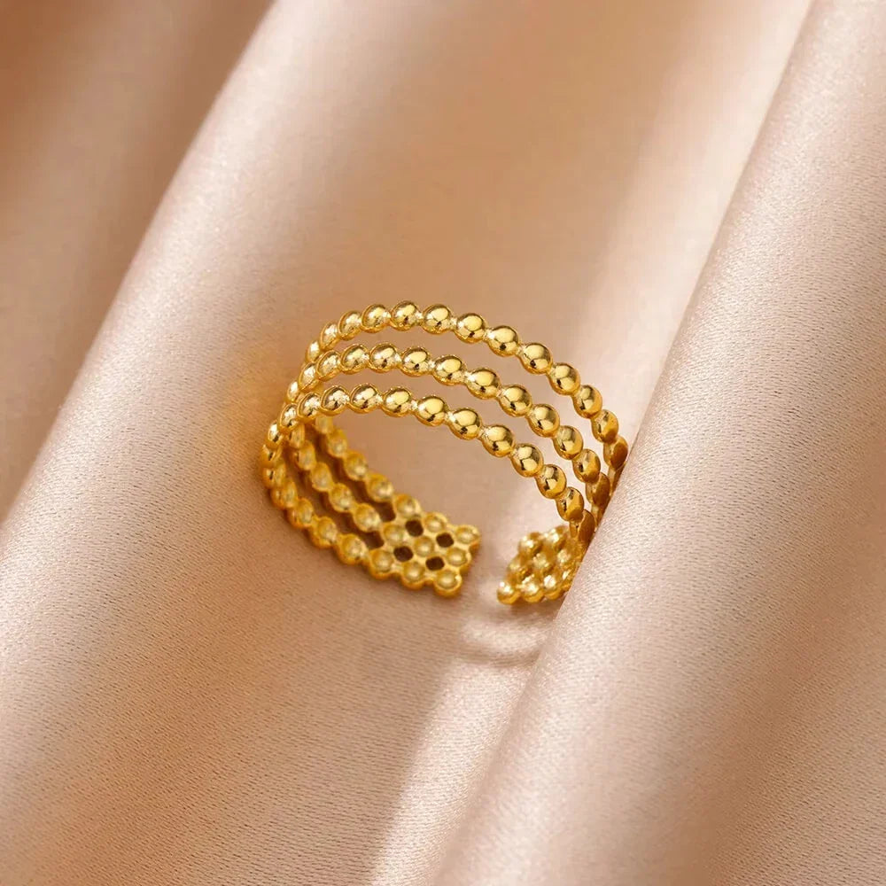 Stainless Steel Chunky Wide Ring - Palm and Thread