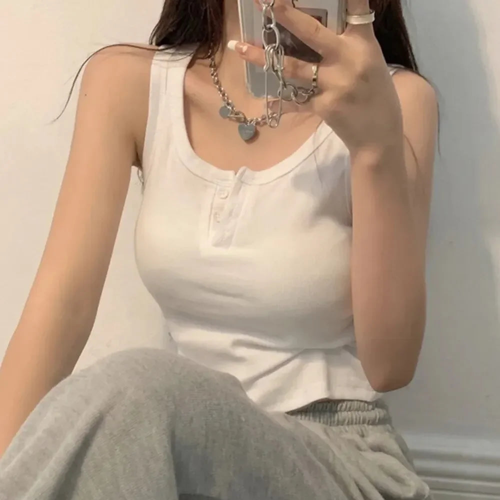 Ribbed Button Down Sleeveless Blouse - Palm and Thread