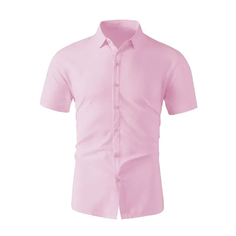 Business Casual Solid Color Short Sleeved Shirt - Palm and Thread