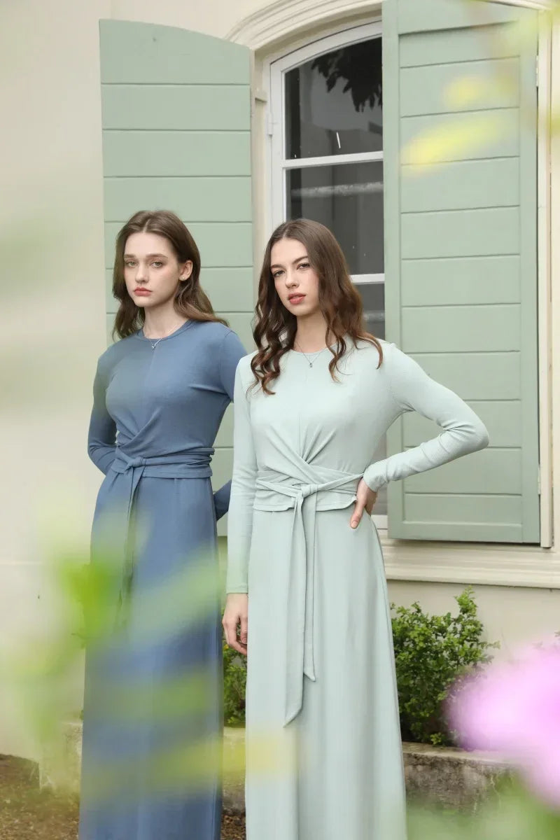 Ribbing closed-fit wrap tops + Aline dress - Palm and Thread