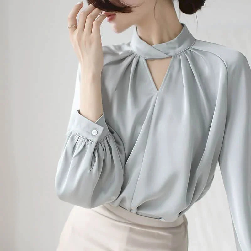 Satin Vintage Long Sleeved Loose Top - Palm and Thread