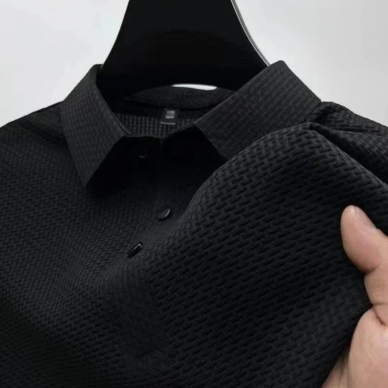 New Casual Short Sleeved Bone Flower Solid Color POLO Shirt - Palm and Thread