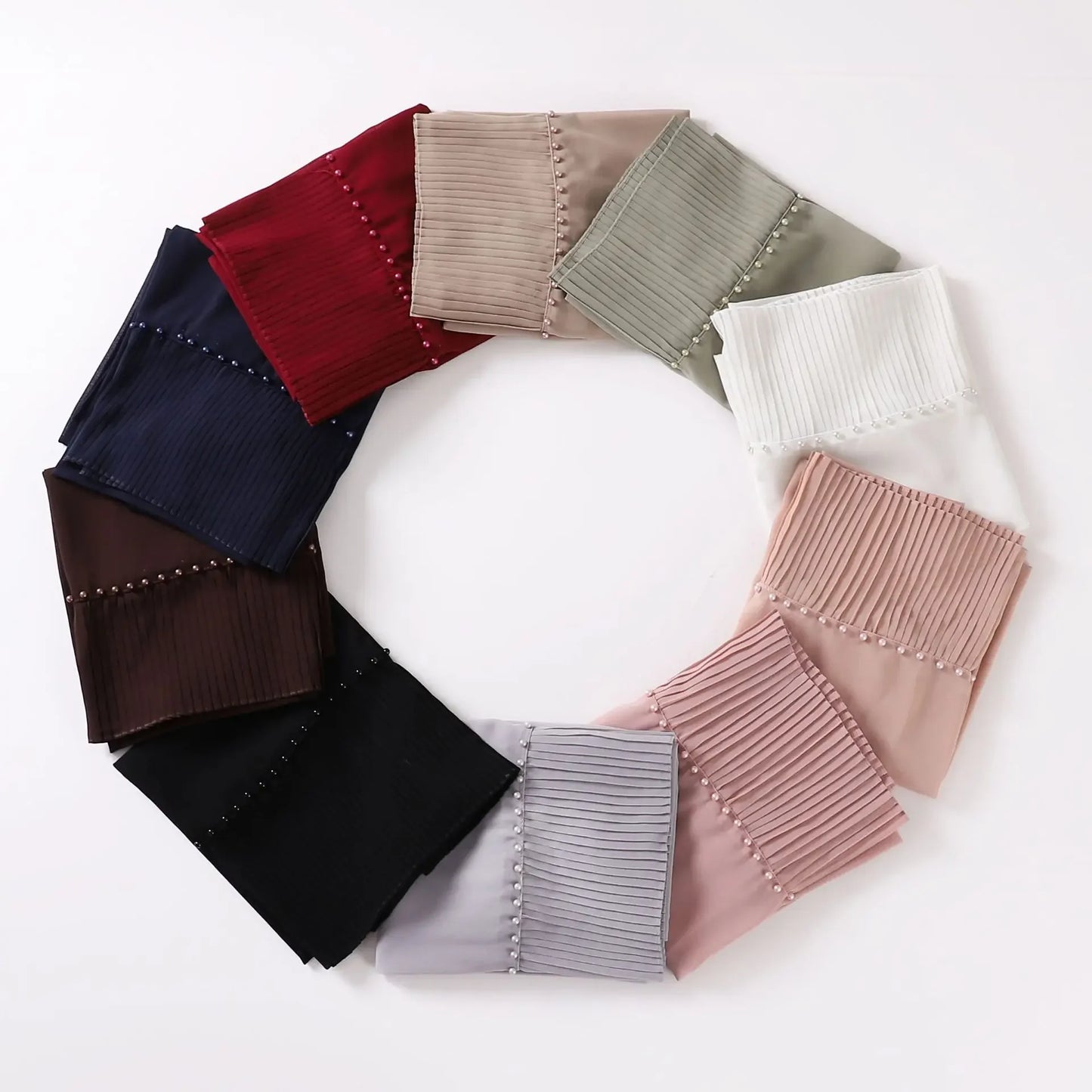 Pleated Chiffon Hijab Ladies Shawl - Palm and Thread