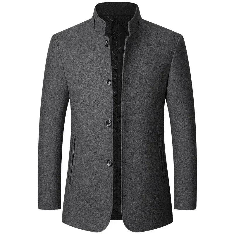 Chinese Style Stand Collar Solid Coat