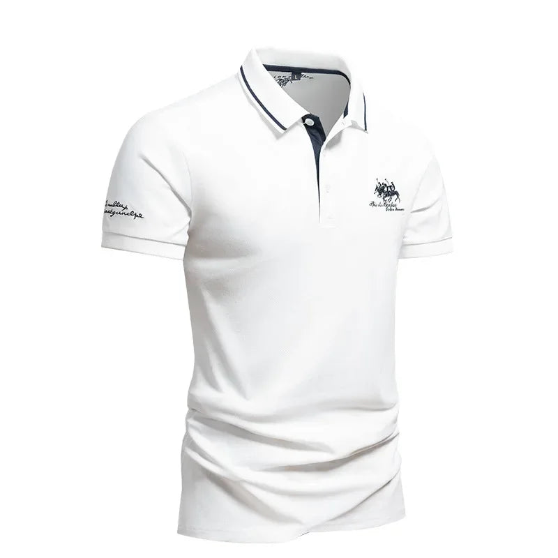 Short Sleeve Embroidered Polo T-Shirt - Palm and Thread