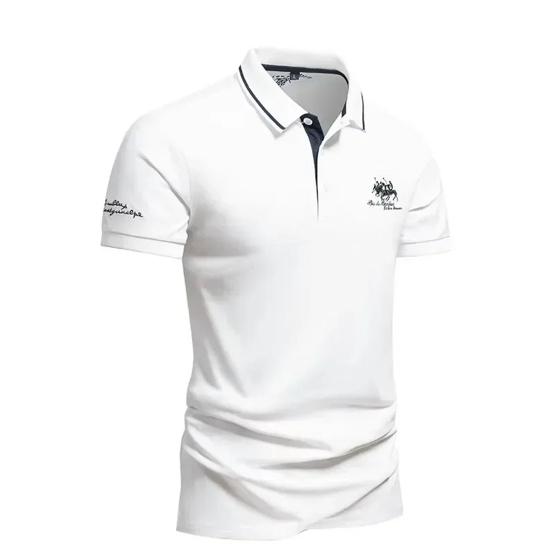 Short Sleeve Embroidered Polo T-Shirt - Palm and Thread