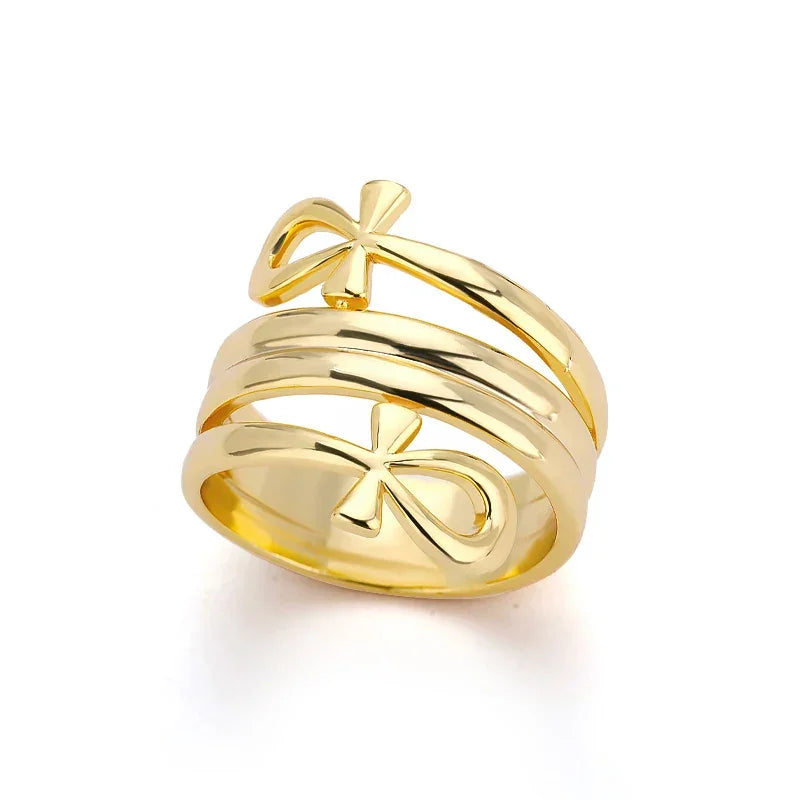 Stainless Steel Chunky Wide Ring - Palm and Thread