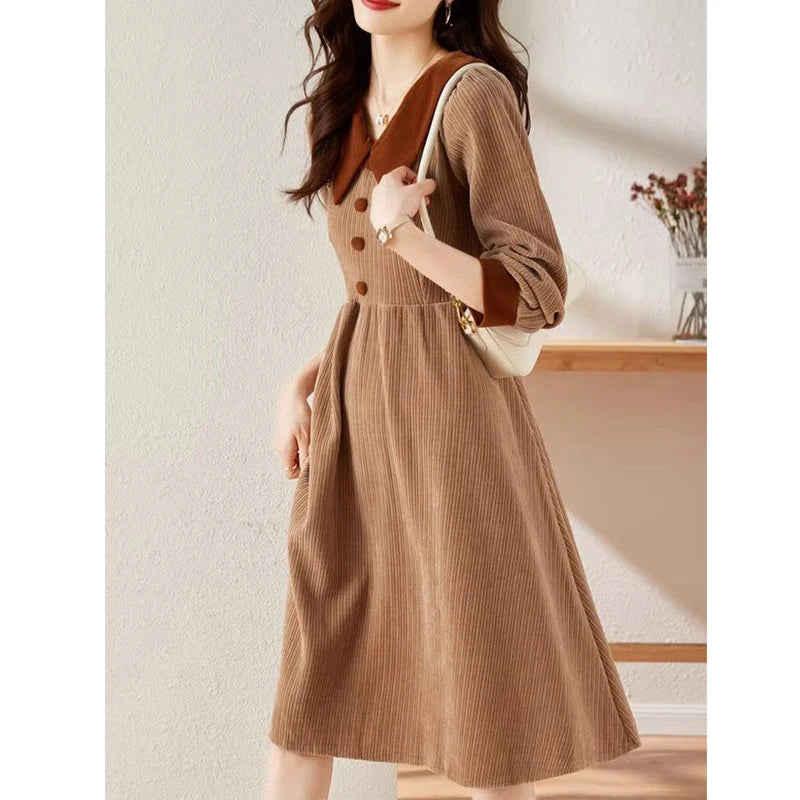 Vintage Corduroy Elegant Dress - Palm and Thread