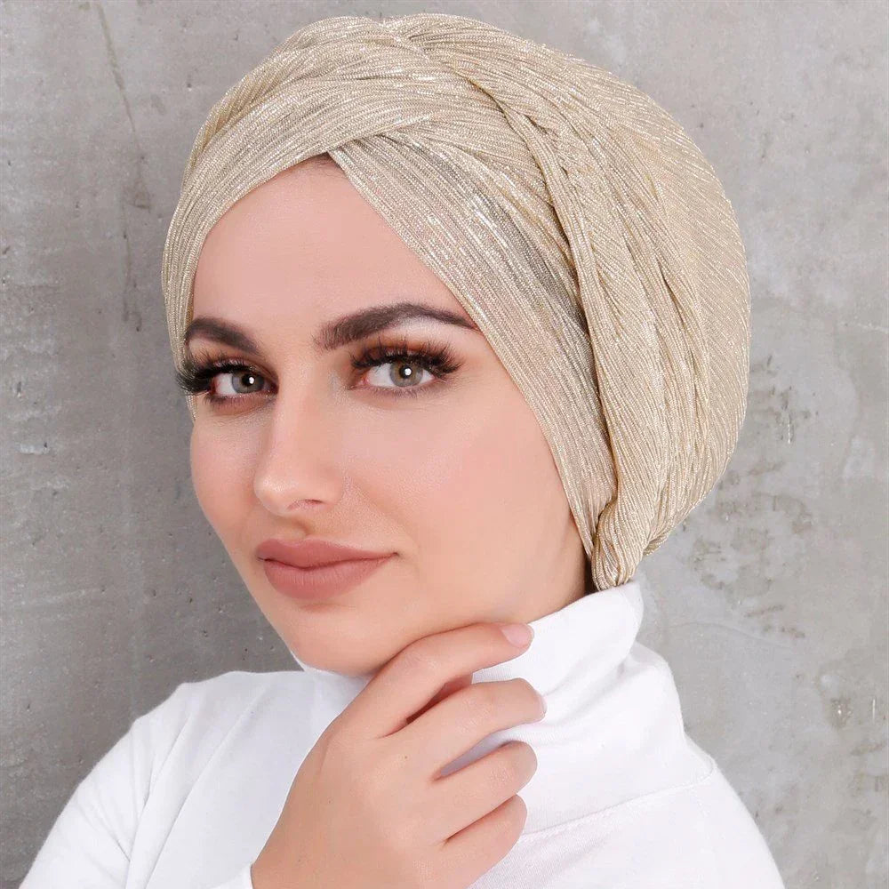 Glitter inner Ventilate Instant Turban Headscarf - Palm and Thread