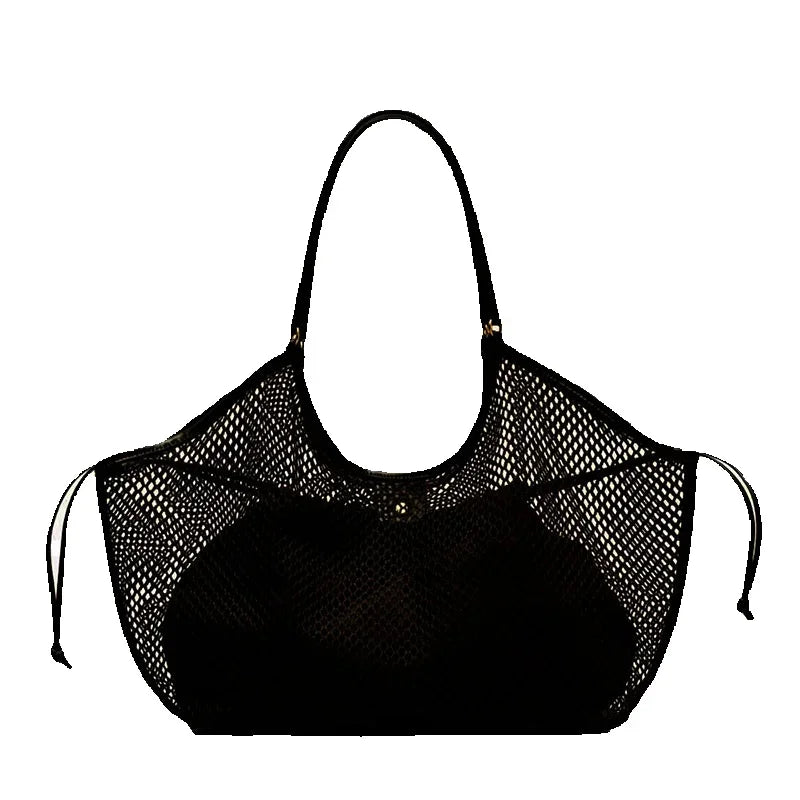 Mesh Beach Tote Foldable Bag With Inside Pocket - Palm and Thread