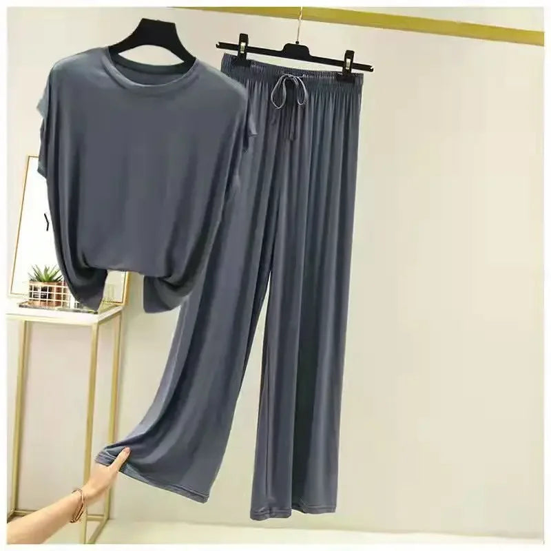 Modal Loose Homewear set O-neck streetwear Casual pajama - Palm and Thread