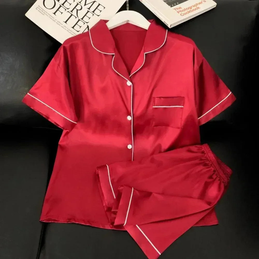 Silk Satin Pyjama Set - Palm and Thread