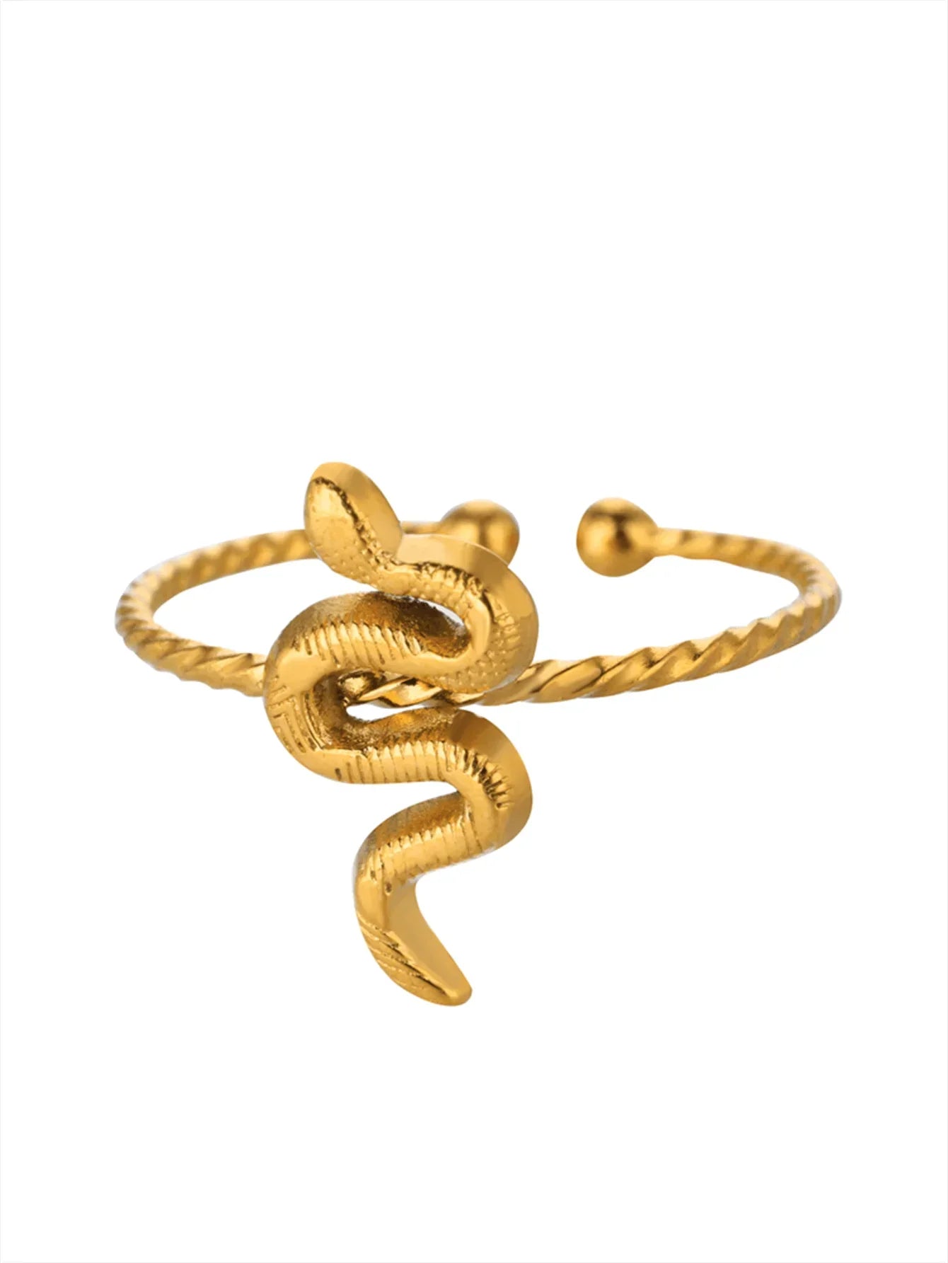 Gold Plated Stainless Steel Snake Ring - Palm and Thread