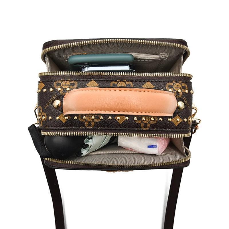 Leather Printing Small Handbag - Palm and Thread