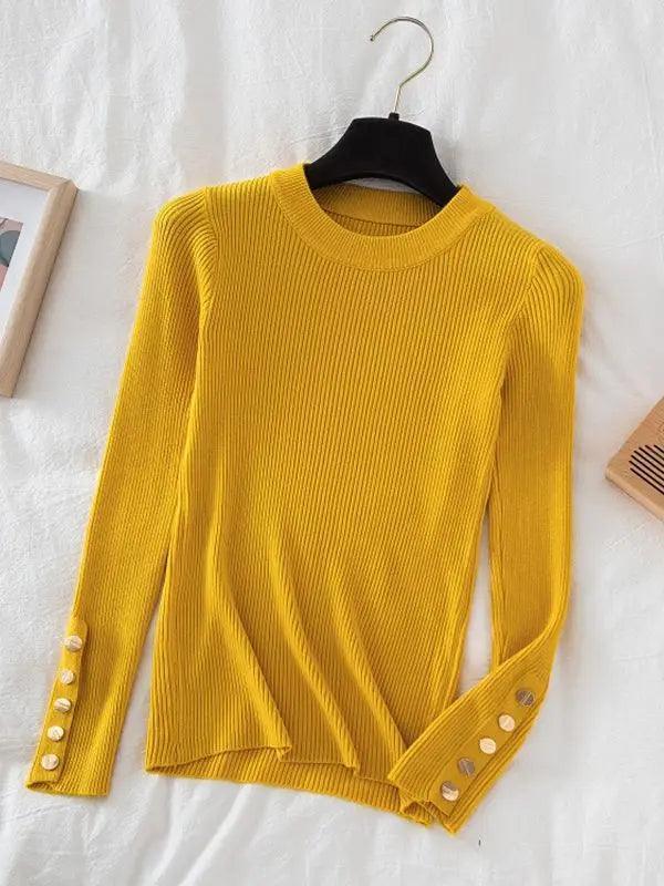 Pullovers Button O-Neck Chic Top - Palm and Thread