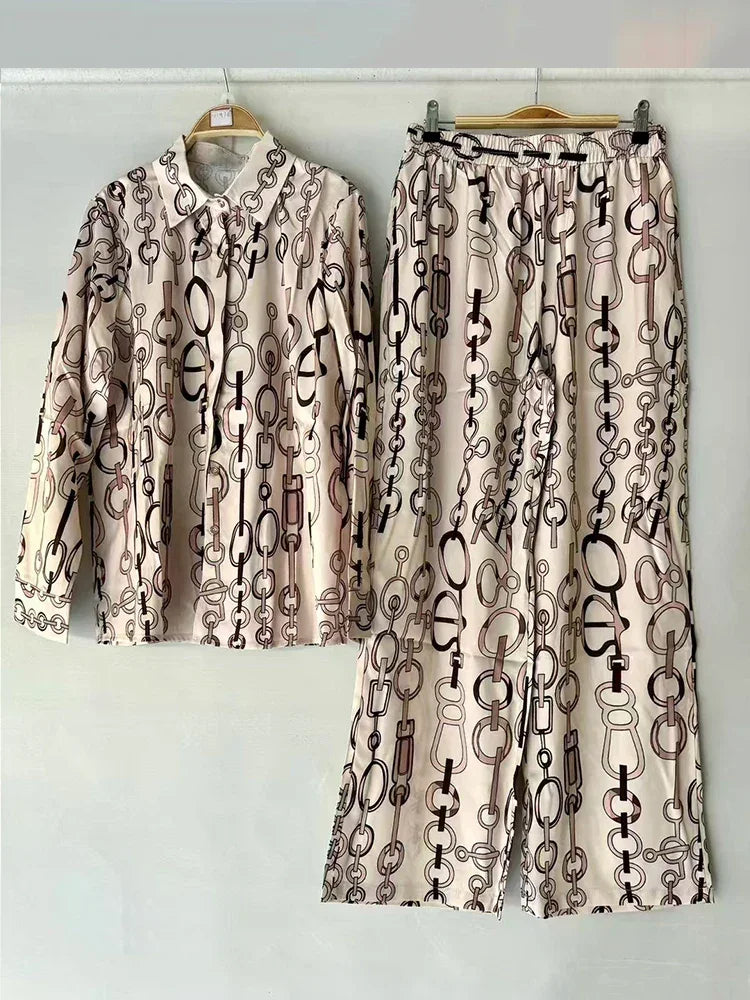 Retro geometric shirt + elastic pant suit - Palm and Thread