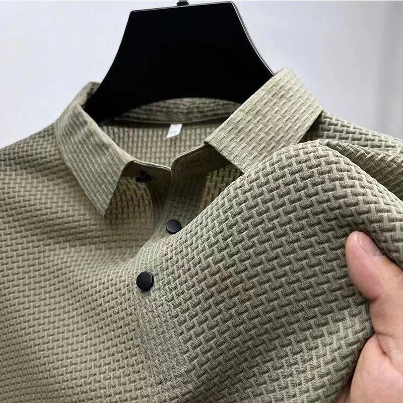 New Casual Short Sleeved Bone Flower Solid Color POLO Shirt - Palm and Thread