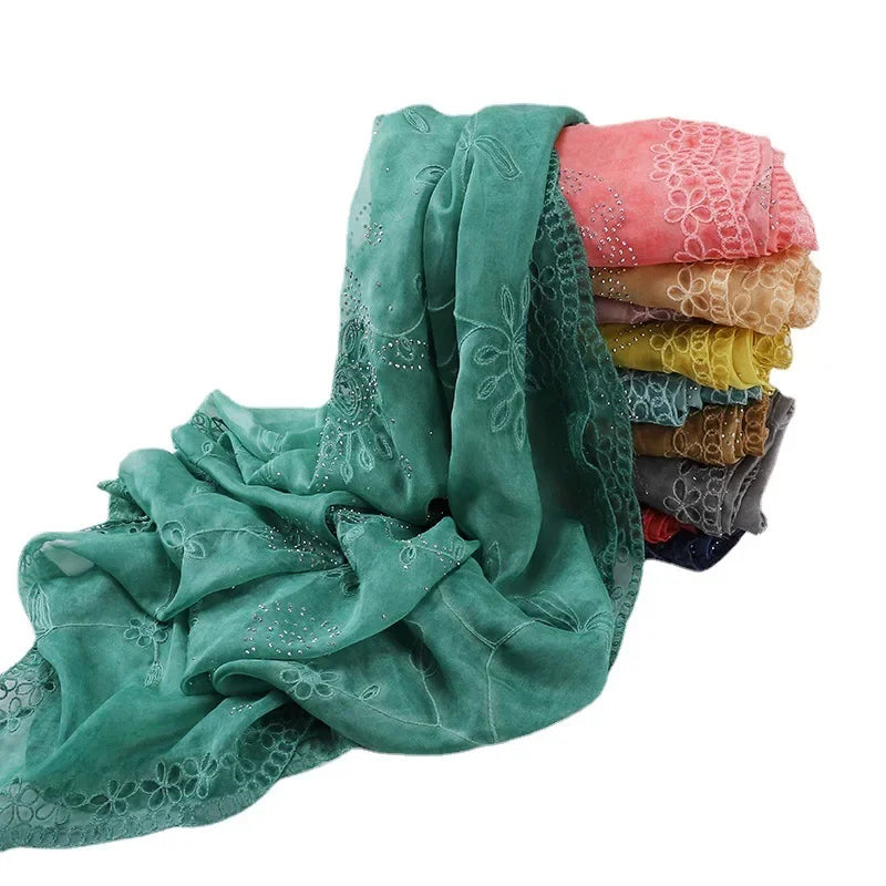 Silk Embroidered Baotou Gauze Fashion Scarf - Palm and Thread