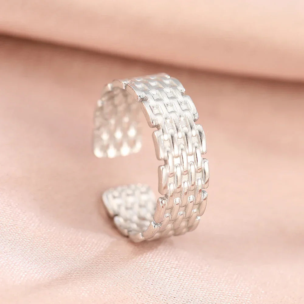 Bohemian Geometric Open Ring - Palm and Thread
