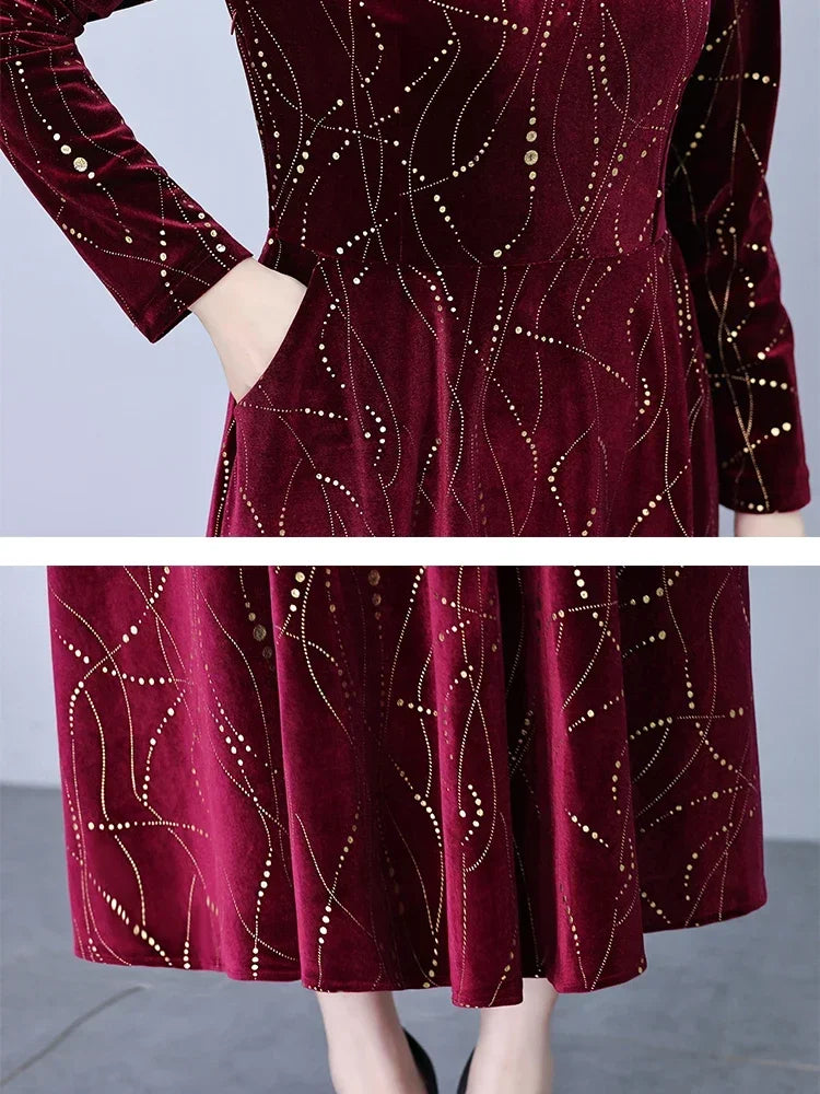 Gold Velvet Chic Sequins Dress - Palm and Thread